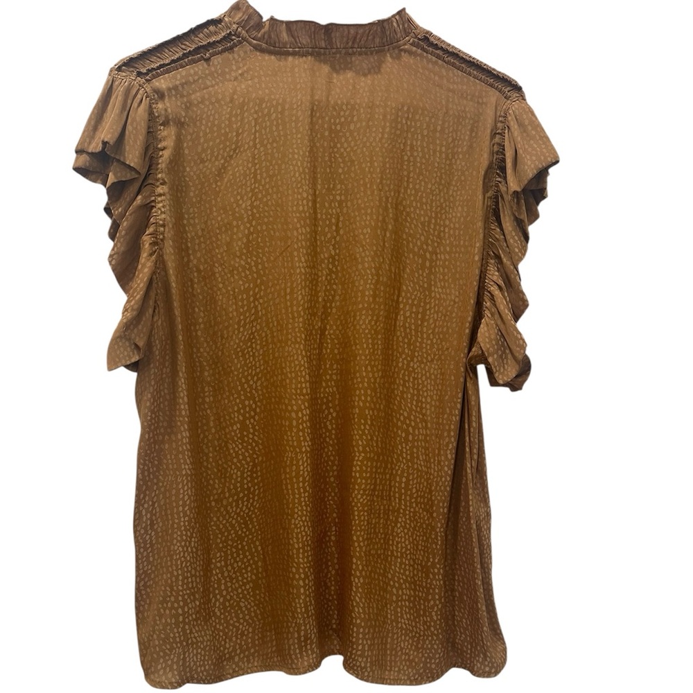 Democracy Dotted Woven Jacquard Ruffle Blouse Size XL - Picture 5 of 7